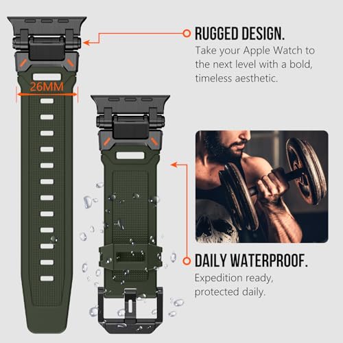 Image of KADES Rugged TPU Sport Band for Apple Watch Ultra 3 /2 /1 49mm, Metal Connectors for Apple Watch Series 11 /10 /SE3 46mm Series 9 /8 /SE2 /7 /6 /SE /5 /4 /3 /2 /1 45mm /44mm /42mm