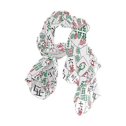 Mahjong Chiffon Scarf Fashion Lightweight Silk Long Scarf Shawl Wraps for Women Ladies2