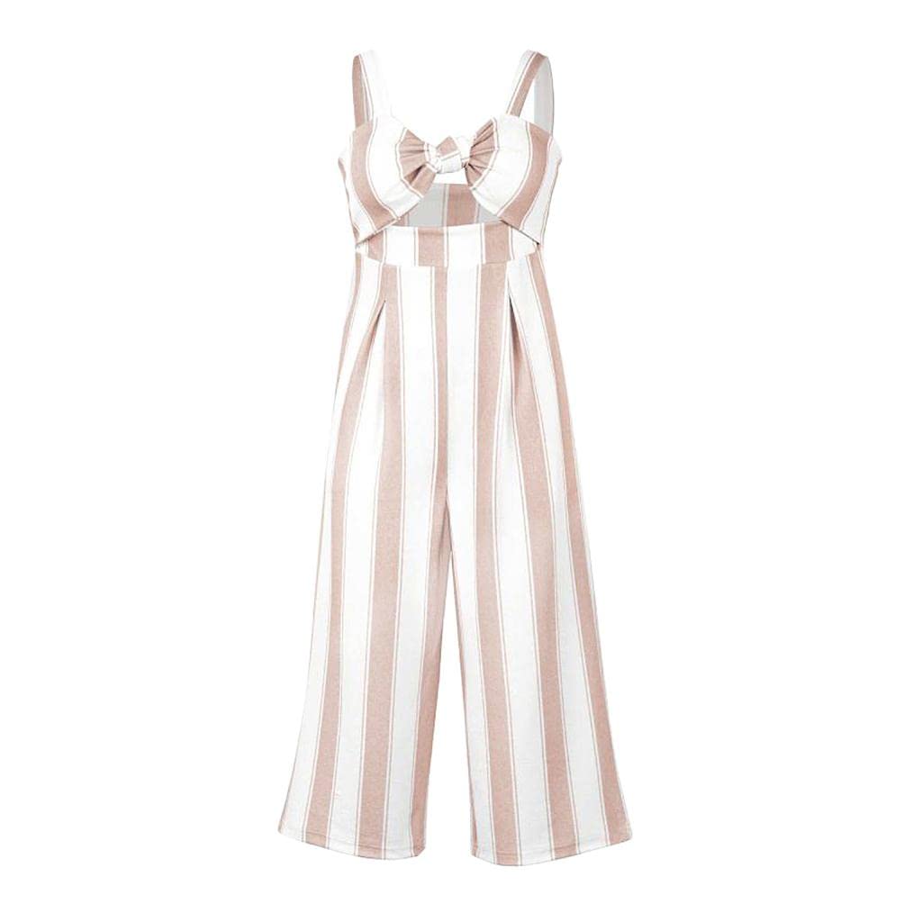 nivaa Women's Striped Bra Straps Wide Leg Jumpsuit Romper Beach Holiday XL Brown-picture-27