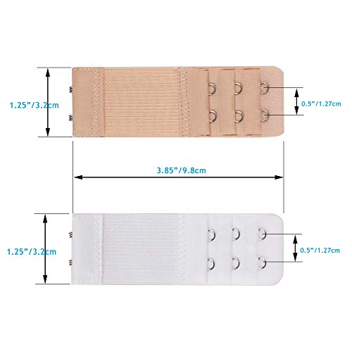 Tugaizi Bra Extenders - 10 Pieces, 2 Hooks, 3 Rows, Elastic Band & Strap, Soft Lingerie Extension Accessories (Black, White, Red, Beige, Dark Beige)2