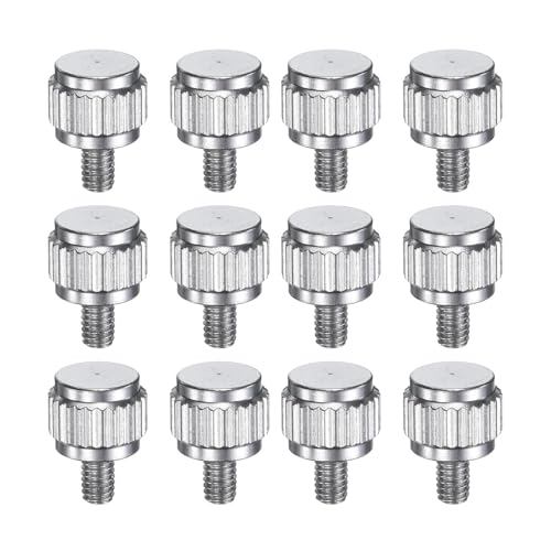 QUARKZMAN 12 viti per pollice zigrinate, M2,5 x 4 mm, in acciaio inox, viti di sicurezza con testa piatta rotonda per accessori per strumenti di misurazione scorrevoli, colore argento