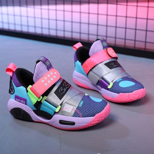 Boys Girls Fashion Basketball Shoes Non-Slip Breathable Sneakers Indoor Outdoor Kids Training Basketball Sneakers Lightweight Running Shoes Casual Sports Walking Shoes3