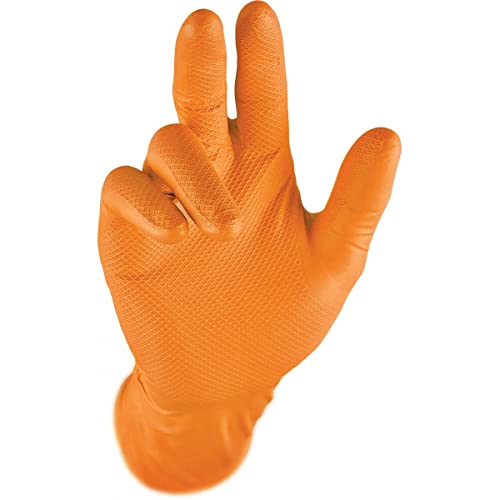Gants nitrile orange UCI anti-déchirure et sans poudre pour peau sensible taille S
