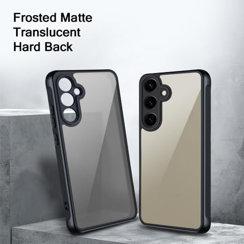 Image of TheGiftKart Hybrid Matte Frosted Translucent Samsung Galaxy S24 5G Back Cover Case | Shockproof Design | Camera Protection Module | Hard Back Cover for Samsung S24 5G (PC & TPU, Frost Black)