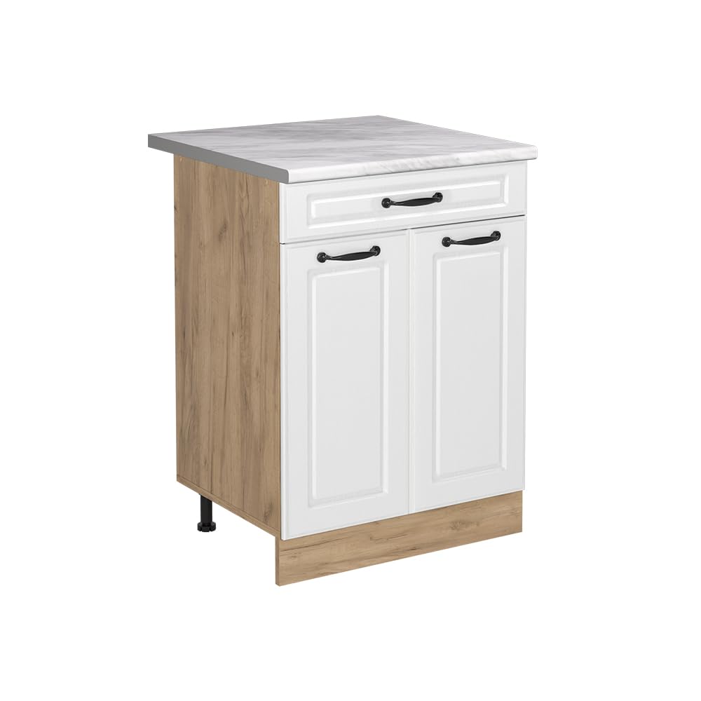 Vicco Meuble Bas de Cuisine R-Line, Blanc Campagne/Chêne doré 60 cm