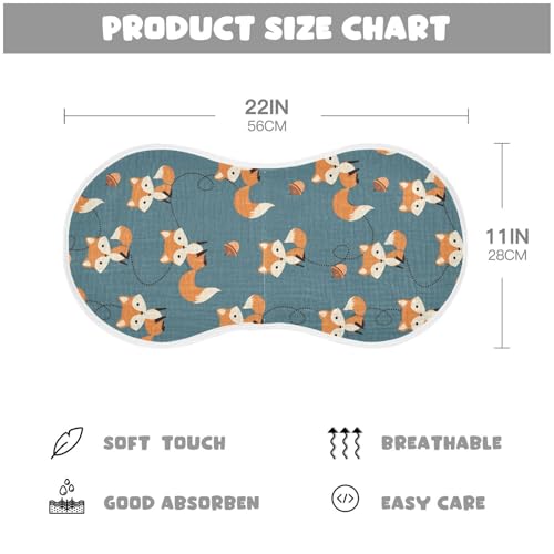 J JOYSAY Cute Foxes Teal Baby Burp Cloths for Boys Girls Large 22''x11'' Cotton Fabric Drool Cloths Extra Absorbent Soft 4 Layer Burp Cloths Pack for Girl Boy 1 Pack2