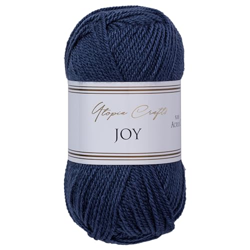 Utopia Crafts Joy Plain Knitting and Crochet Yarn, Soft, Easy Care, 100% Polyacrylic, 10 x 50 g Ball, 150 m (Blue Charcoal) - Image 2