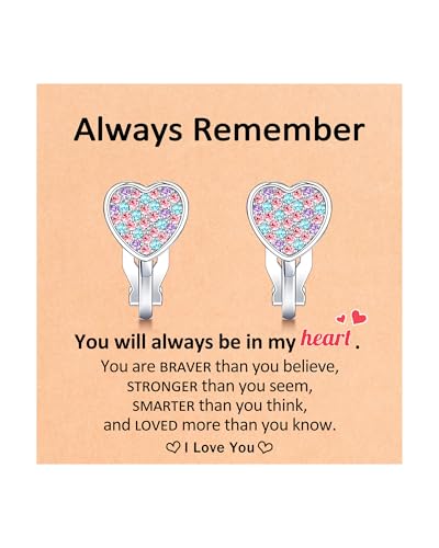 Hypoallergenic Heart Clip on Earrings for Girls Kids, Valentines Birthday Gifts - Main Image