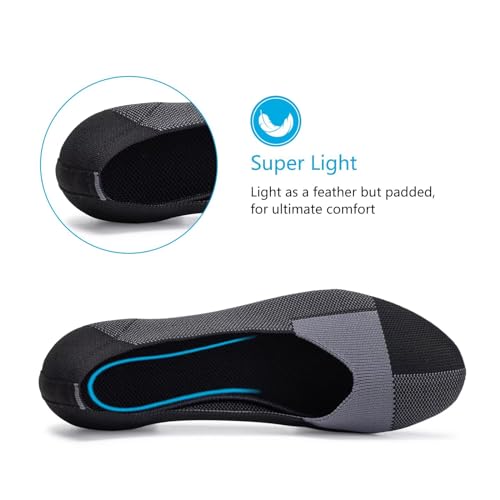 Image of Frank Mully Women's Ballet Flat Shoes Knit Dress Shoes Round Toe Slip On Ballerina Flats for Woman Low Wedge Comfort Soft