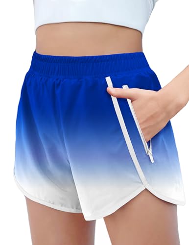 Image of Zaclotre Girls Athletic Shorts with Zipper Pockets High Waisted Running Shorts Soccer Gym Sports Active Short for Kids