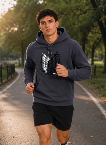 Image of ADRO Mens Abstract Graphic Hoodie | 320 GSM Cotton Poly Fleece | Regular Fit Contemporary Artistic Sweatshirt for Winter & Streetwear