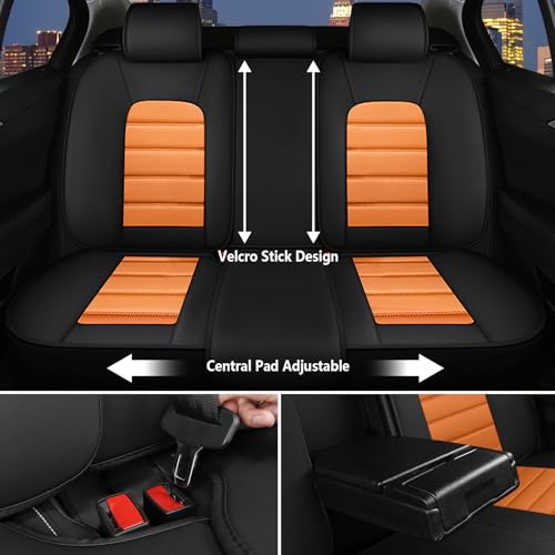 Image of Car Seat Covers for Chevy Chevrolet Trax 2024-2025, Nappa Leather Car Seat Cover Waterproof Seat Protectors Breathable Cushions (Black Orange,5 Seats Standard)