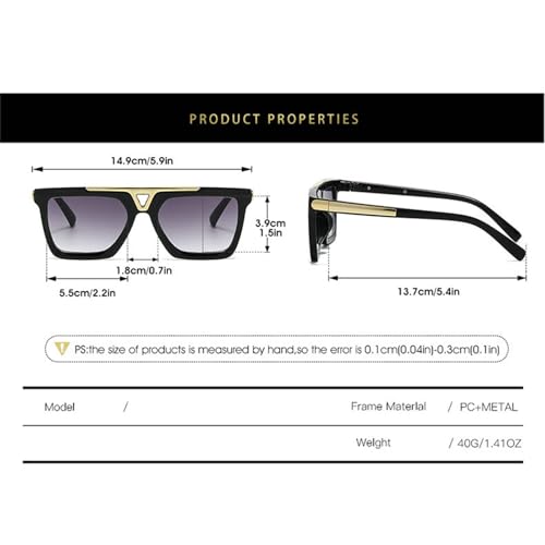 helena Retro Square Sunglasses for Women Men, Vintage Trendy Square Thick Frame Double Bridge Sun Glasses UV400 Protection3