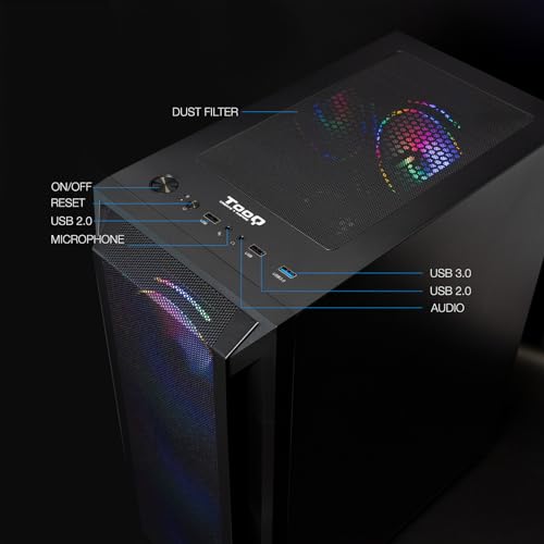 Tooq TQGCC101-B - Case Da Gaming Mid-Tower "RagnÄRok" Atx/Microatx/Mini-Itx, Vetro Temperato, Include 4 Ventole Rgb, Nero - 4