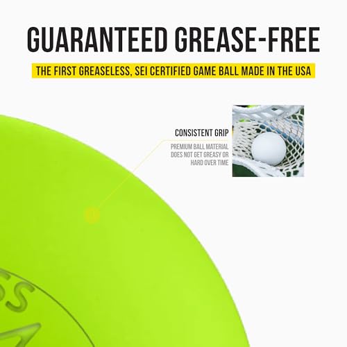 PEARL X Greaseless Lacrosse Balls by Guardian Innovations, 10 Pack, Optic Yellow - Official Ball of the PLL, WLL, NCAA® Lacrosse Championships, and the MCLA