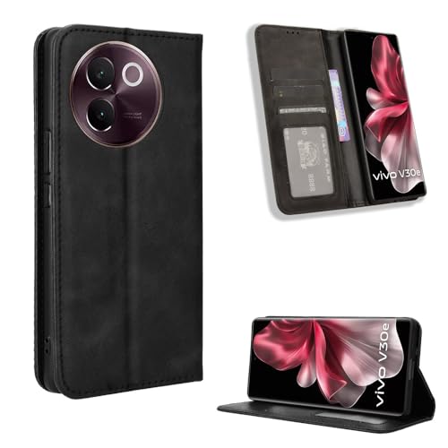 Étui portefeuille en cuir pour Vivo V40 Lite 5G et V30e noir