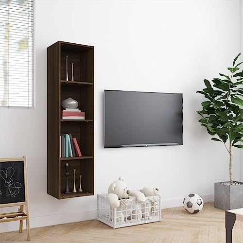 Bibliothèque bois 4 compartiments étagère murale flexible pour multimédia - 5