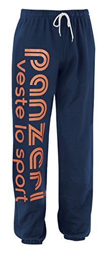 panzeri Pantalon Jogging Uni H - Bleu Marine/Orange Fluo M