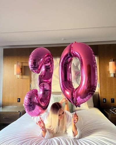 Image of Hot Pink Number 0 Balloon 40 Inch, 0 Balloon Number for 10th 20th 30th 40th 50th 60th Birthday Decorations, Hot Pink Party Supplies