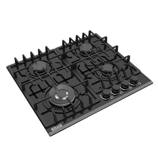 Empava 24 in. Gas Stove Cooktop 4 Italy Sabaf Sealed Burners NG/LPG Convertible Tempered Glass in Black