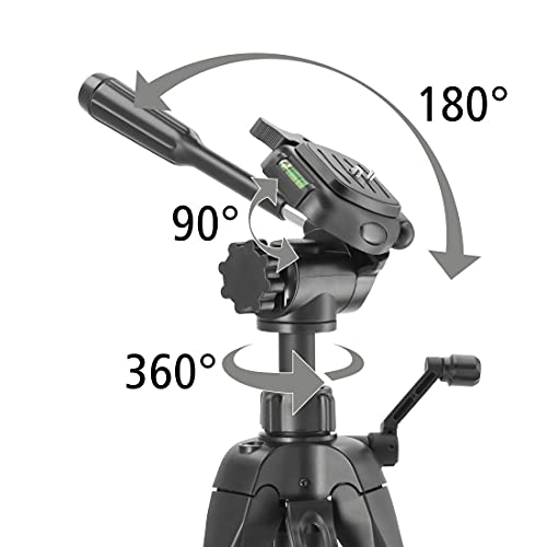 Hama Stativ Kamera Action 165 3D (Leichtes Fotostativ inkl. Handy-Halterung, Tripod mit 61-165cm H&ouml;he, Dreibeinstativ mit 3-Wege-Kopf, Spiegelreflexkamera Stativ f&uuml;r Canon/Nikon/Sony) schwarz