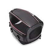 Mala de viagem para motocicleta, impermeável, porta-malas de motocicleta, padrão de fibra de carbono, bolsa traseira de motocicleta, vem com alça de fixação e capa de chuva, capa superior de