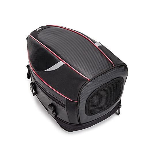 Mala de viagem para motocicleta, impermeável, porta-malas de motocicleta, padrão de fibra de carbono, bolsa traseira de motocicleta, vem com alça de fixação e capa de chuva, capa superior de