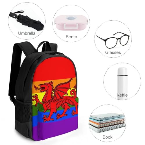 Wales Flag Rainbow Travel Backpack Casual Daypack Shoulder Bag with Adjustable Shoulder Straps for Men Women3