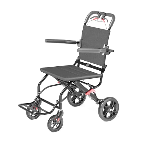 Silla de ruedas deportiva ultraligera todo terreno, plegable, con reposapiés ajustable y altura del asiento, freno de mano, ideal para adolescentes y adultos