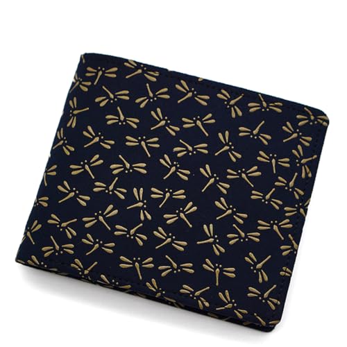 Kōshū Inden Bifold Wallet by Inden-ya — 400-Year Lacquered Deer-Leather from Yamanashi (¥14,850 / ≈$99 USD) [2026 Buyer's Guide] — [14-008] 紺地-白漆 とんぼ finish