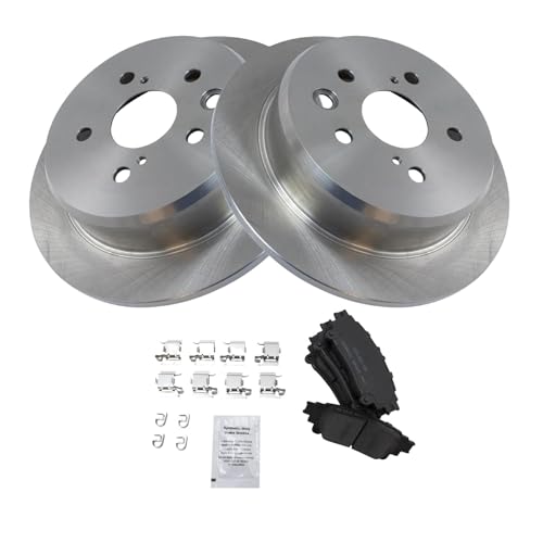 Image of TRQ Rear Brake Pad and Rotor Set Ceramic Rotors Compatible with 2014-2015 Lexus IS250