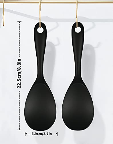 Image of FireKylin 2 Pcs Black Silicone Rice Paddle,Non Stick Rice Spoon Scooper
