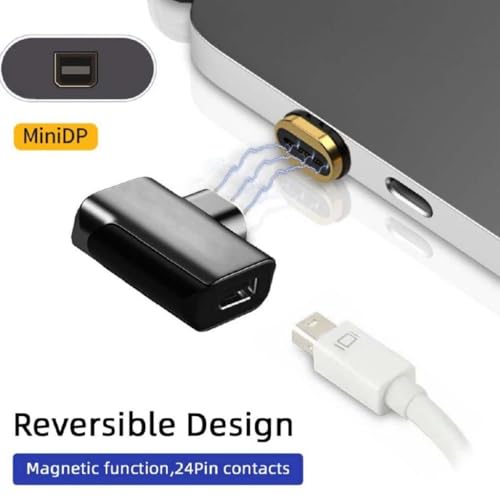 Image of Magnetic USB Type-C to Mini DisplayPort Adapter L-Shape Converter, 8K60Hz UHD Output, Aluminum Alloy Type-C to Mini DP Connector for Samsng, Pixel, One-Plus, iPad USB-C, MakBook, Dell, Lenvo