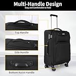 3-Piece Softside Expandable Luggage Set with Front Open Pocket, Lightweight and Durable Oxford Fabric Suitcase Set with TSA Lock (Black, 20in/24in/28in) - Image 5