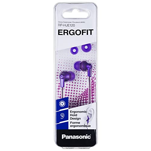 Panasonic Ergofit Wired Earbuds, In-Ear Headphones With Dynamic Crystal-Clear Sound And Ergonomic Custom-Fit Earpieces (S/M/L), 3.5Mm Jack For Phones And Laptops, Rp-Hje120-Va (Metallic Purple) #TOP6
