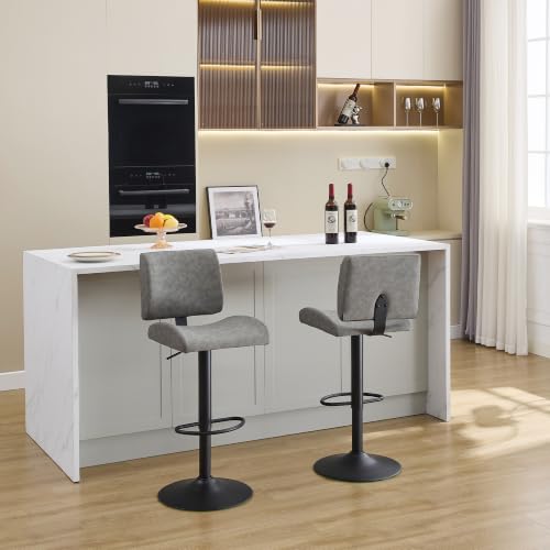 Image of FIRAVOE Swivel Bar Stools Set of 2, Adjustable Height Kitchen Barstools