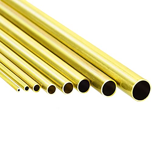 Brass Tube Tubing - 2Mm 3Mm 4Mm 5Mm 6Mm 7Mm 8Mm 10Mm Od X 0.5Mm Wall Thickness 300Mm Length Seamless Round Pipe , 8 Pieces #TOP4