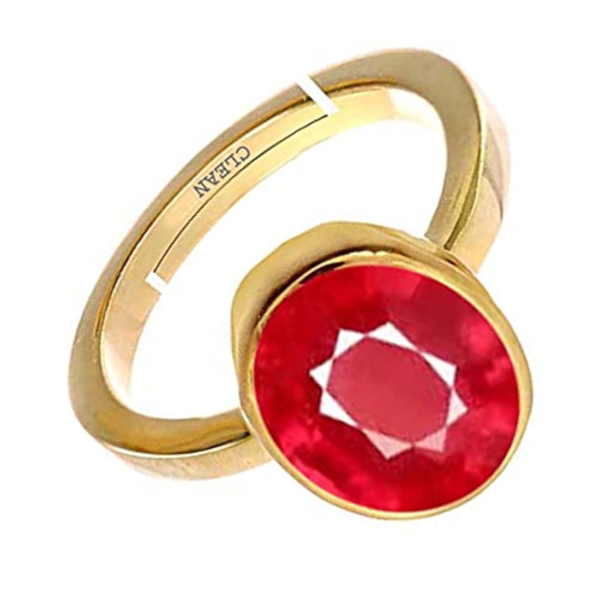 Unisex Ruby Manik Adjustable Ring, 6.25 Ratti Gold Plated