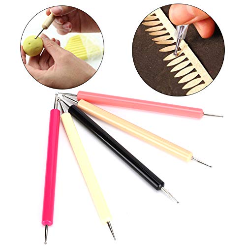5 peças de ferramentas de pontilhamento para arte em unhas, 2 cabeças redondas de entalhe, ponta de