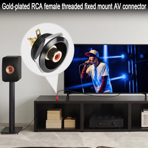 Conector RCA hembra con rosca y montaje fijo chapado en oro miniatura 5