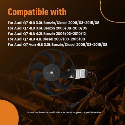 Image of maXpeedingrods A /C Condenser Cooling Fan for Audi Q7 2006-2015, for VW Touareg 2002-2010 Porsche Cayenne 2004-2010, 7L0959455F 95562413400