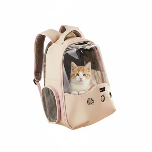 Amazon Basics Premium Playful Pet Carrier | Pink | Breathable and Stylish for Cats, Kittens and Puppies |Pet Travel Carrier