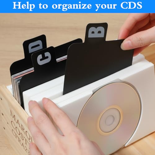 26 Stück Schallplatten Trenner für Regal Schallplatten-Trennblätter A-Z Alphabet-Trennwände CD-Plattenhalter Karteikarte Schallplatten-Organizer mit Alphabet für Alben Datei, Schwarz