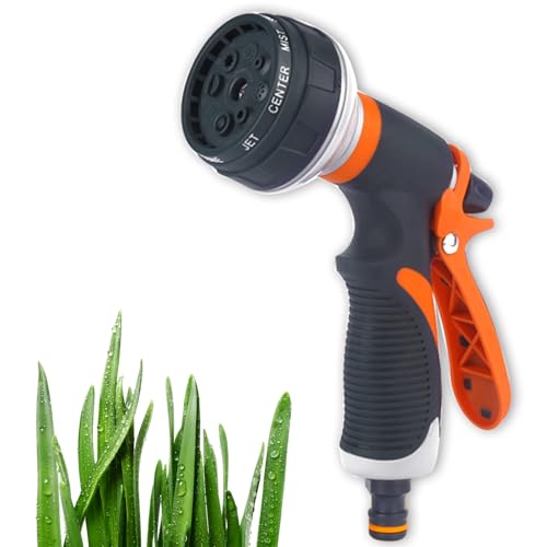 Einstellbarer Wasserdurchfluss Spritzpistolen, Hochdruck Garten Handbrause, Gartenbrause zur Bewässerung, Gartenbrause, Handbrause Garten-Spritzpistolen, 8 Bewässerungsmuster, für Rasen Autowaschen
