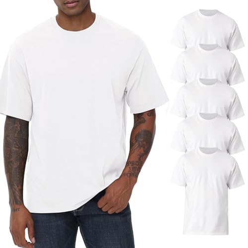 Image of KEEPSHOWING Mens Oversized T-Shirts, Cotton Loose Fit Crewneck Short Sleeve Casual Tees Workout Gym Basic Tops