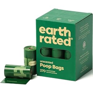 Earth Rated Poop Bags for Dogs, Guaranteed Leak Proof and Extra Thick Waste Bag Refill Rolls, Unscented, 270 Bags