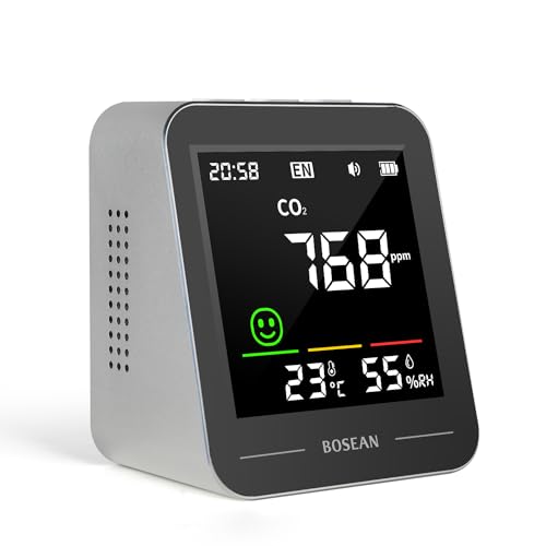 C02 Carbon Dioxide Monitor, Portable Indoor Air Quality Meters, Temperature & Relative Humidity Sensor, CO2 Meter with Alarm, for Home, Grow Tents, Cars