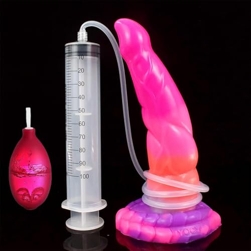 LZMYZ Realistischer Spritz Leucht Dildo mit Saugnapf Silikon Analdildo, Wassersprühfunktion dildos Mit Sperma Spritzfunktion, Männer Anal Plug Animal Dildos, Sex Spielzeug für Frau(Leuchtender Dildo)