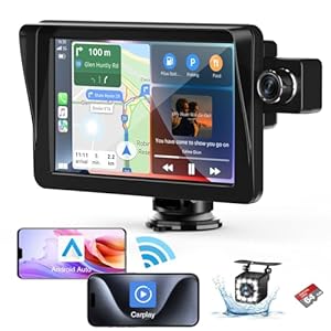 9″ Apple Carplay Screen for car, Wireless Apple Car Play Touchscreen with Android Auto, Car Stereo, 2.5K Front Dash Cam, 1080p Backup Camera, GPS Navigator/Bluetooth/Mirror Link/Siri/Aux/FM