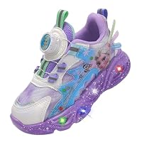 ZOUPREME Chaussures Elsa Sport LED pour Filles, Baskets Princesse de Lumineuses pour Enfants (A2-Purple-Mesh2,28)